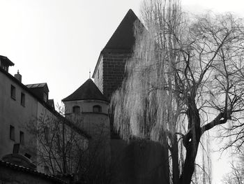 Low angle view of house against clear sky