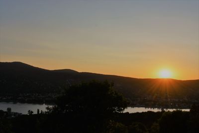 Scenic view of silhouette landscape against sky during sunset