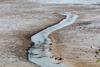 High angle view of beach during winter