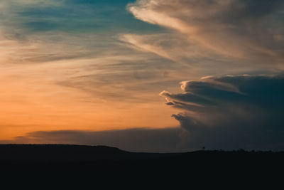 Scenic view of silhouette landscape against sky during sunset