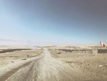 Scenic view of road against clear sky