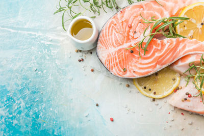 High angle view of fish served in plate