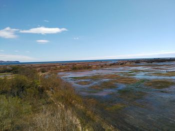 Scenic view of beach against sky