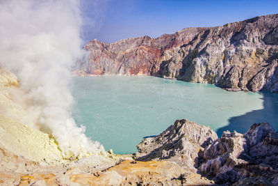 Ijen crater landscape in the banyuwangi regency of east java, indonesia