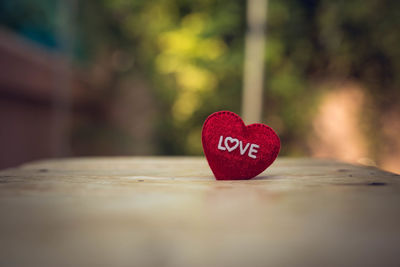 Close-up of heart shape on table