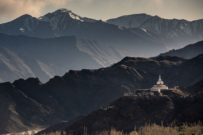 Scenic view of mountain range against sky