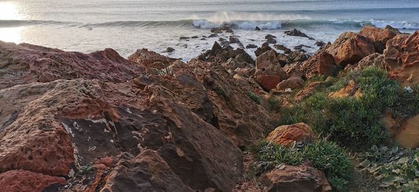 Rock formation on beach