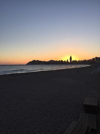 Scenic view of sea at sunset