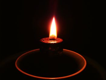 Close-up of illuminated candle