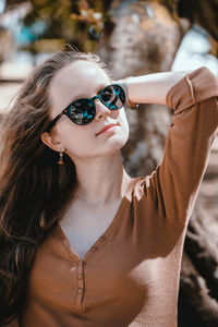 Young woman wearing sunglasses