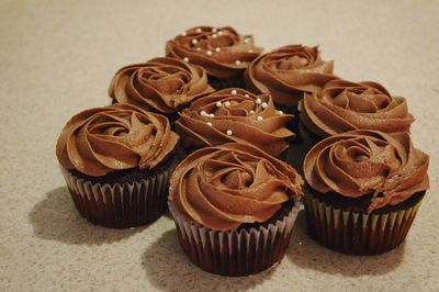 Close-up of cupcakes on table