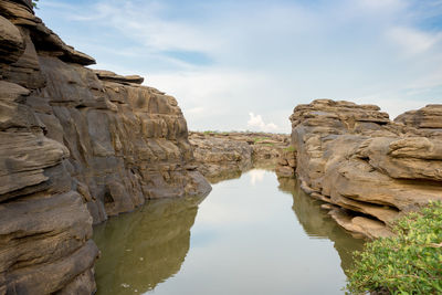 Scenic view of rock formation against sky