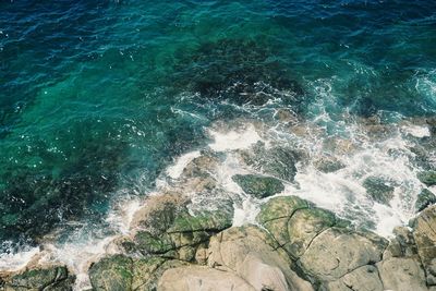 High angle view of sea waves