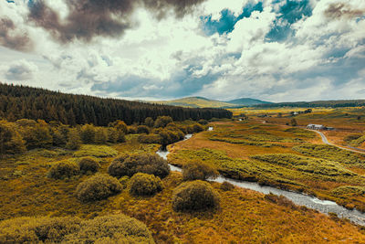 Scenic view of land against sky