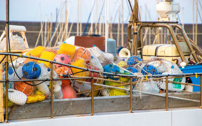 Fishing net in boat on sea