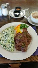 Close-up of food served in plate