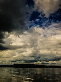 Scenic view of sea against cloudy sky