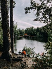 Scenic view of lake against sky