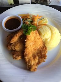 Close-up of served food in plate