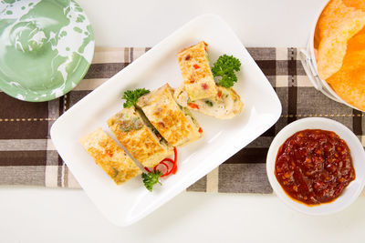 Close-up of food in plate on table