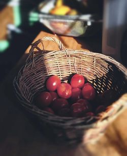 Close-up of strawberries in basket