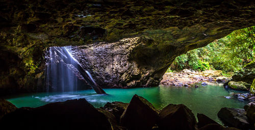 Scenic view of waterfall