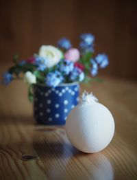 Close-up of flowers on table