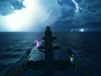 Panoramic view of sea against sky at sunset