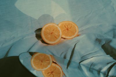 High angle view of orange slice