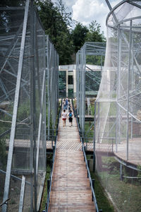 People walking on footbridge