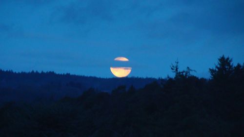 Scenic view of landscape against sky at dusk