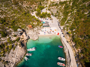 Aerial view of sea and landscape against sky