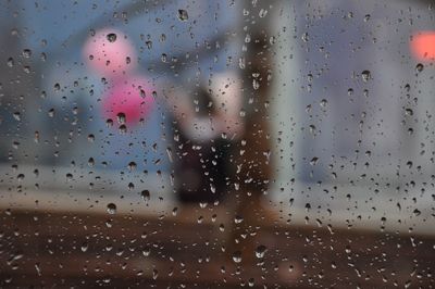 Close-up of water drops on glass