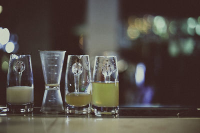 Drink in glasses on bar counter