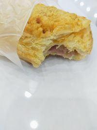 High angle view of bread in plate