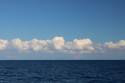 Scenic view of sea against blue sky