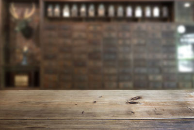 Close-up of wooden table