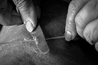 Close-up of hands working