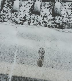Close-up of snow on sand
