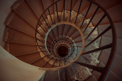 Above shot of spiral staircase