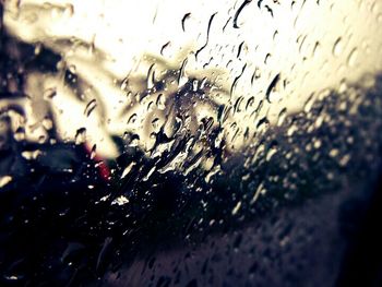 Close-up of water drops on glass