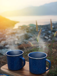 Close-up of coffee cup on table