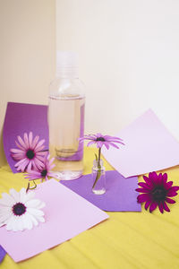 Close-up of christmas decorations on table