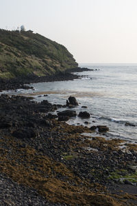 Scenic view of sea against clear sky