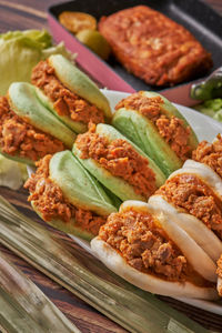 Close-up of meal served in plate