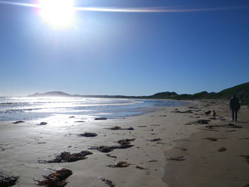 Scenic view of beach against clear sky