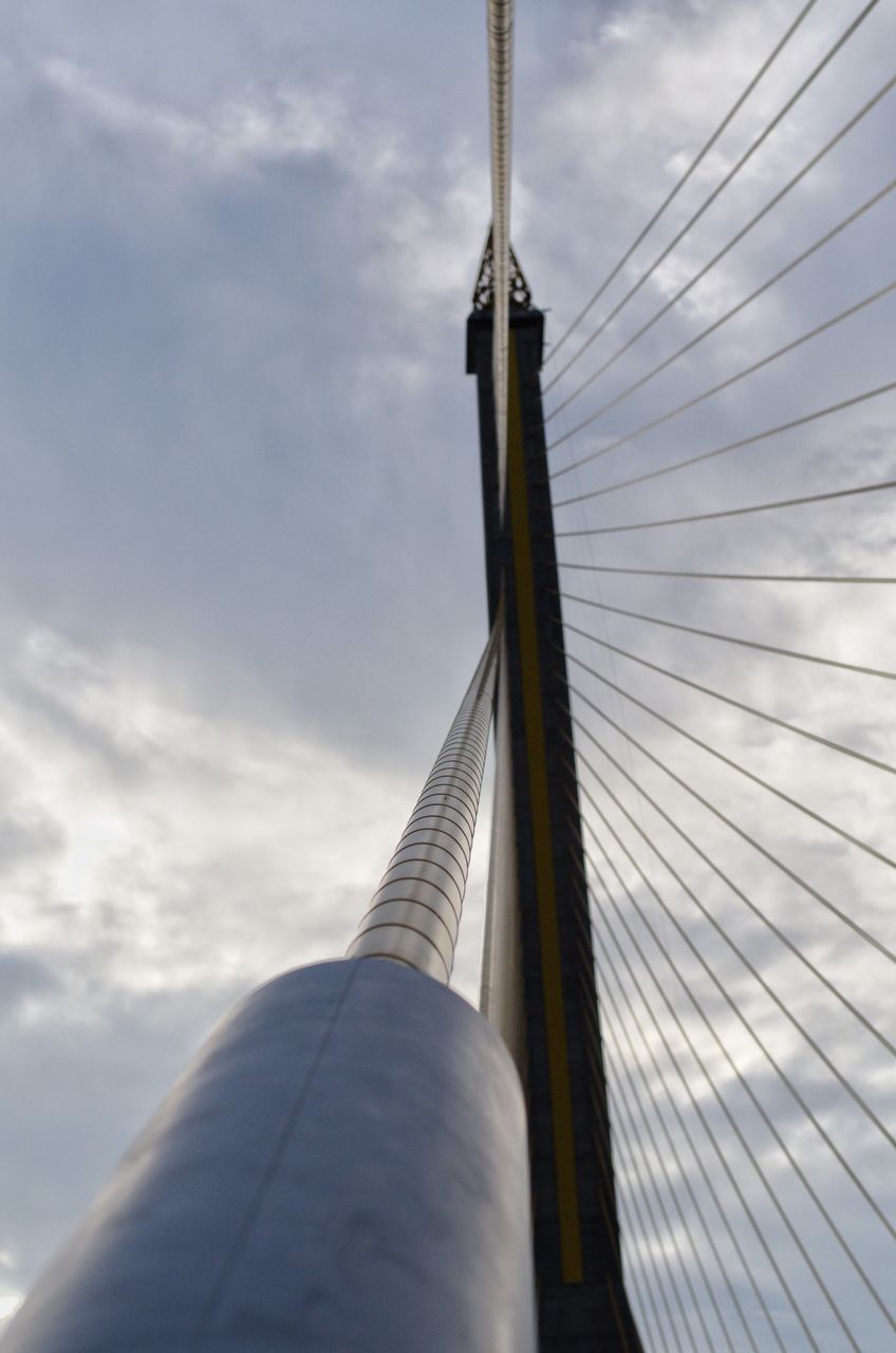 LOW ANGLE VIEW OF SAILBOAT AGAINST CLOUDY SKY