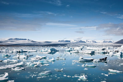 Scenic view of sea against sky during winter