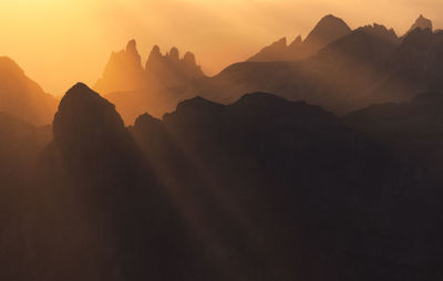 Silhouette mountains against sky during sunset