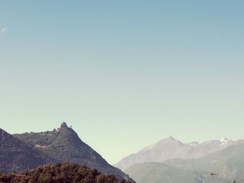 Scenic view of mountains against clear sky